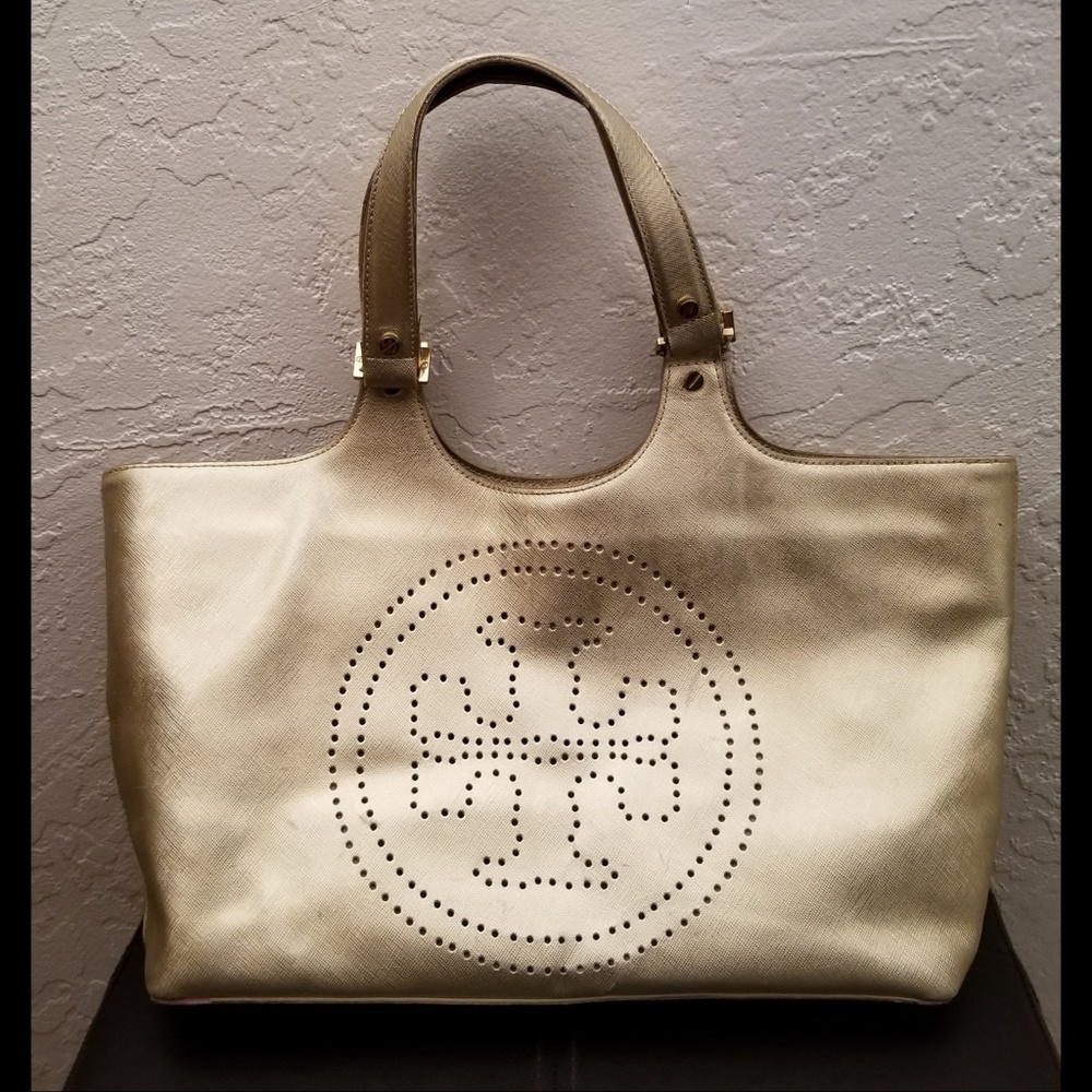 Tory Burch Gold Bag Perforated